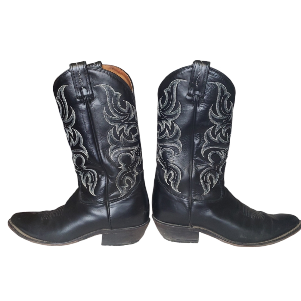 TONY LAMA Cowboy / Western Boots Genuine Leather Black Men’s Size 10 D 7926 - Picture 14 of 15